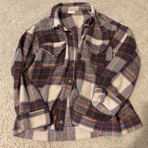 LA MIEL Multicolor Frayed Edge Shacket